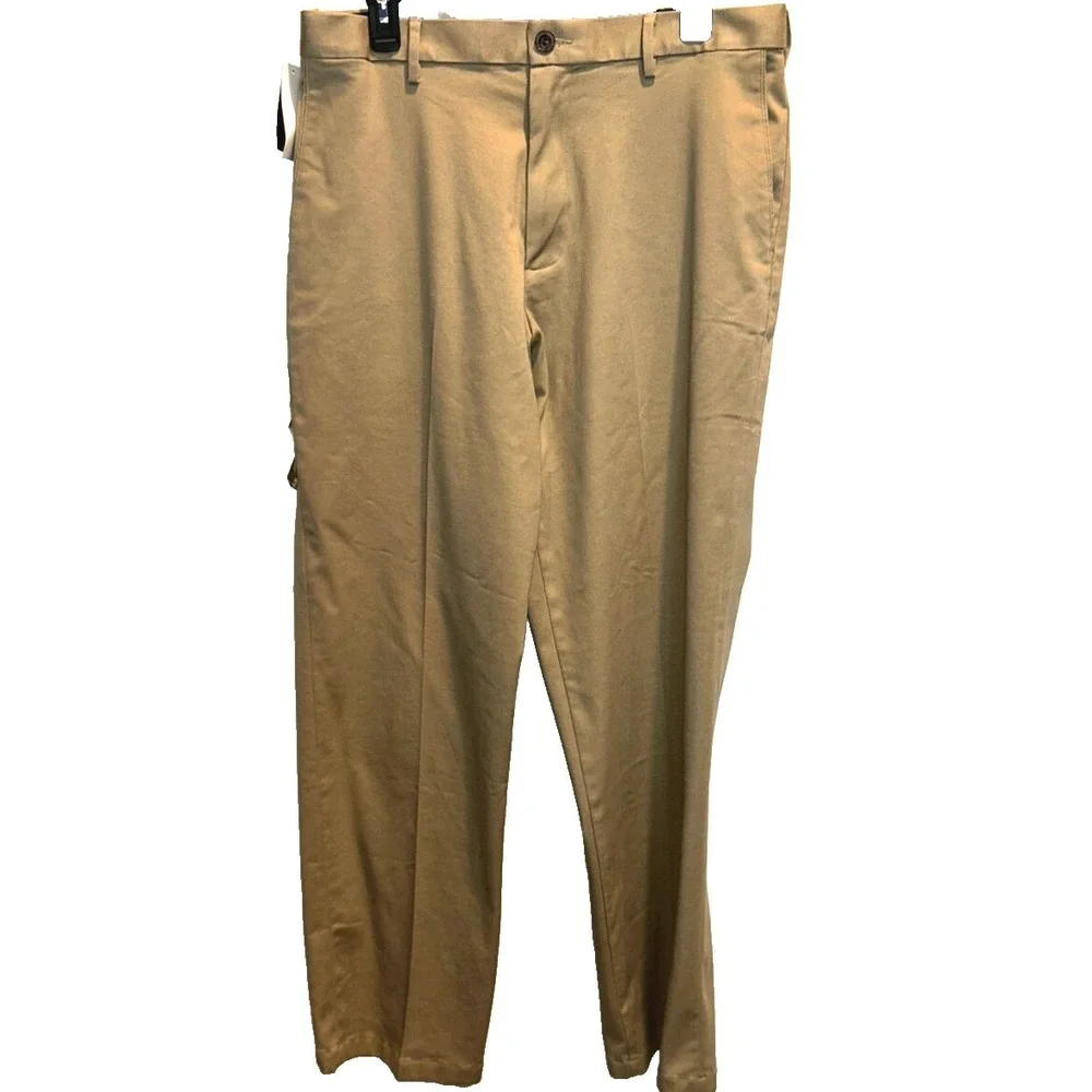Dockers Comfort Khaki 34x32 Mens Tan Relaxed Fit Flat Front Stretch‎ Pants NWT